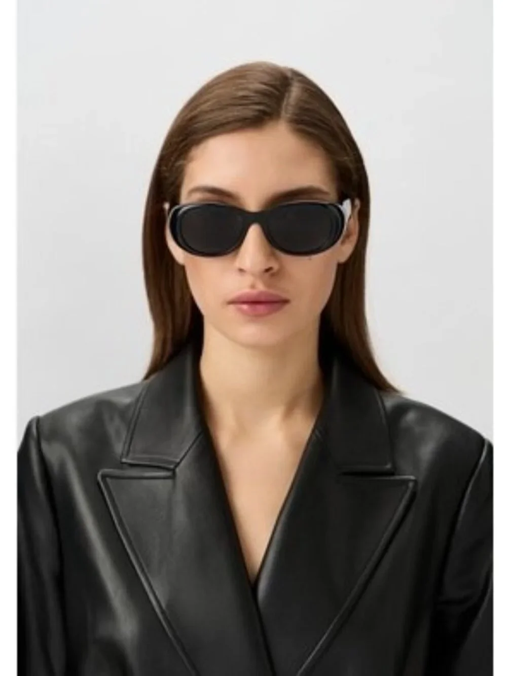 Saint Laurent SL736 001 Sunglasses Black Oval Frame, Black Lenses